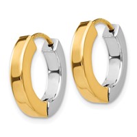 14K Two-tone Gold Polished Hollow Hinged Hoop Earrings view 2