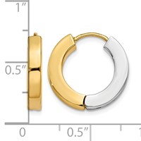 14K Two-tone Gold Polished Hollow Hinged Hoop Earrings view 4