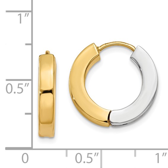 Gold Two-tone Circle Hinged Hoop Earrings