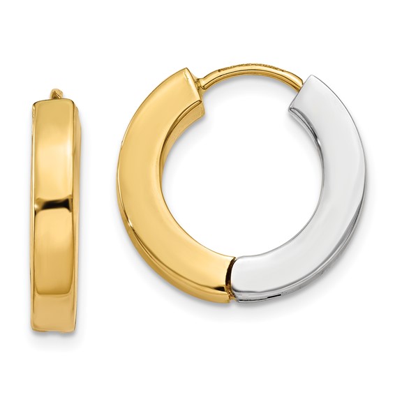 Gold Two-tone Circle Hinged Hoop Earrings
