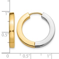14K Two-tone Gold Polished Hollow Hinged Hoop Earrings view 4