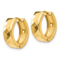 14K Yellow Gold Textured Hinged Hoop Earrings view 2