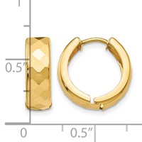 14K Yellow Gold Textured Hinged Hoop Earrings view 4