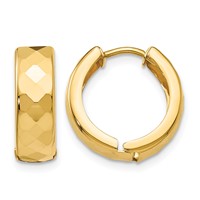 14K Yellow Gold Textured Hinged Hoop Earrings view 1