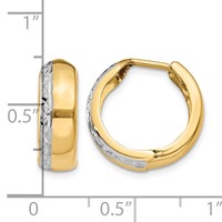 14K Earrings with Rhodium Textured Hinged Hoop view 4