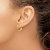 14K Yellow Gold Greek Key Hinged Hoop Earrings view 3