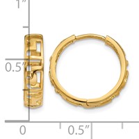 14K Yellow Gold Greek Key Hinged Hoop Earrings view 4