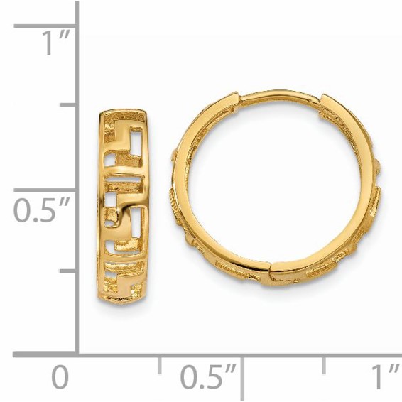 14k Greek Key Hinged Hoop Earrings