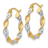 14K White Gold & Rhodium 2.0mm Twisted Hoop Earrings view 2