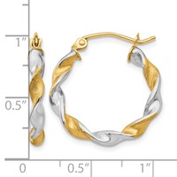 14K White Gold & Rhodium 2.0mm Twisted Hoop Earrings view 4