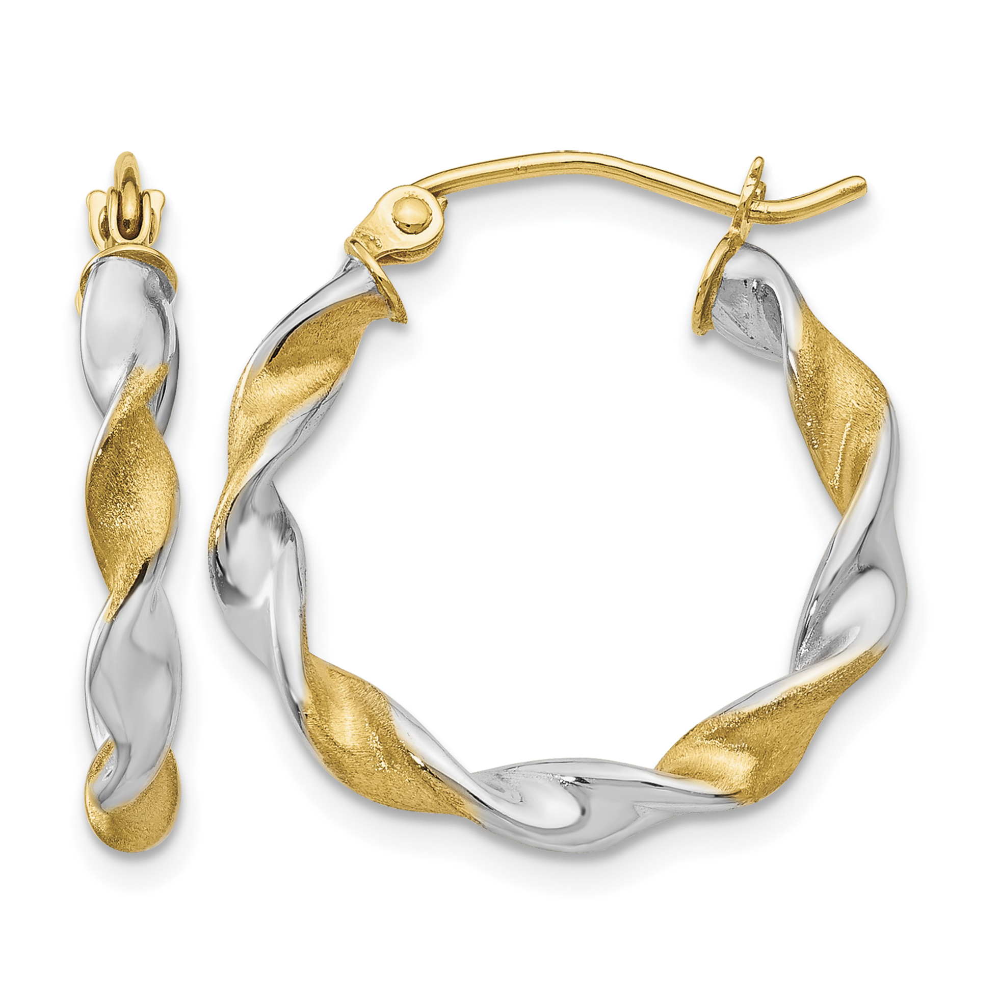 14K White Gold & Rhodium 2.0mm Twisted Hoop Earrings (TL595)