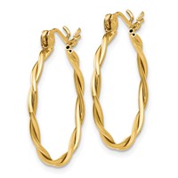 14K Polished Twisted Circle Hoop Earrings view 2