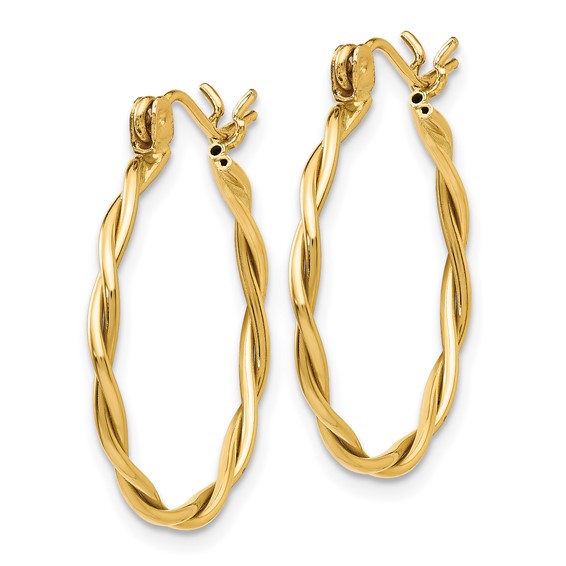 14k Polished Twisted Circle Hoop Earrings