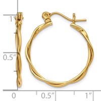 14K Polished Twisted Circle Hoop Earrings view 4