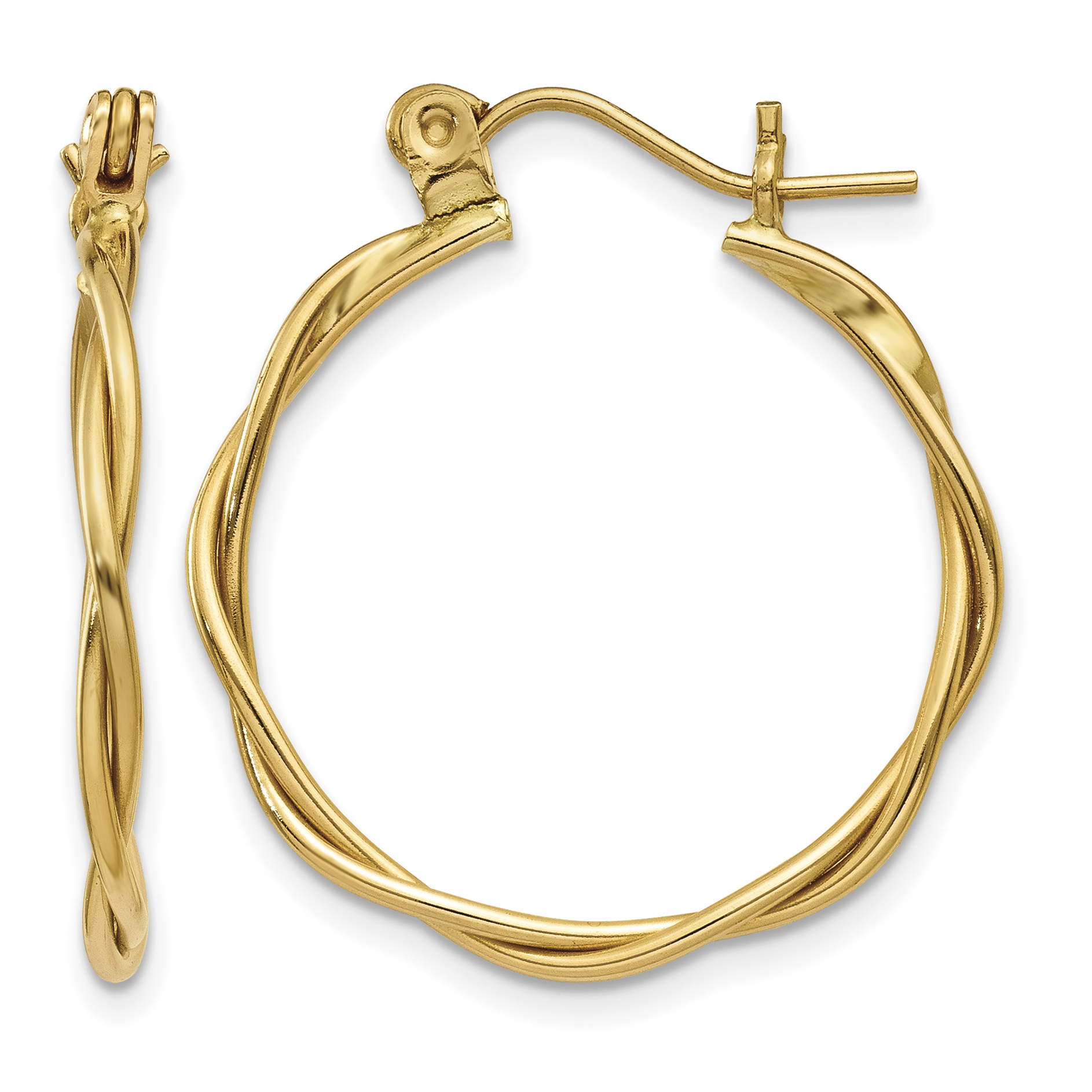 14k Polished Twisted Circle Hoop Earrings (TL596)