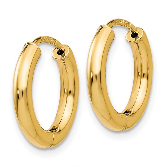 Gold Circle Tube Hinged Hoop Earrings