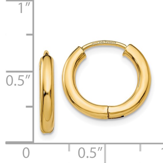Gold Circle Tube Hinged Hoop Earrings