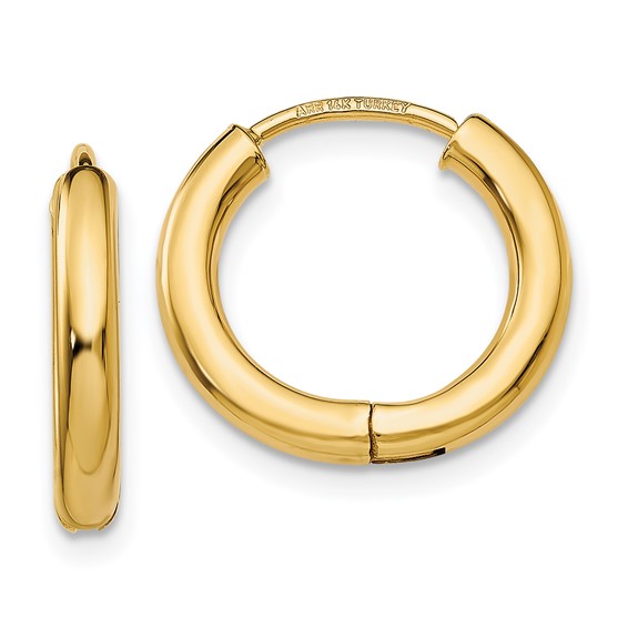 Gold Circle Tube Hinged Hoop Earrings