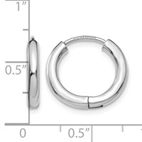 14K White Gold Polished Hollow Hinged Hoop Earrings view 4