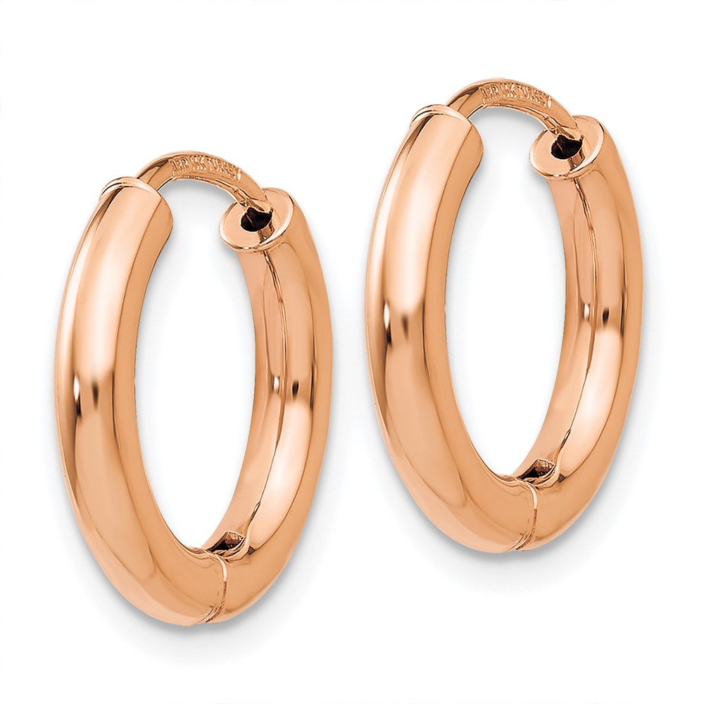 14K Rose Gold Polished Hollow Hinged Hoop Earrings (TL612)