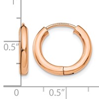 14K Rose Gold Polished Hollow Hinged Hoop Earrings view 4