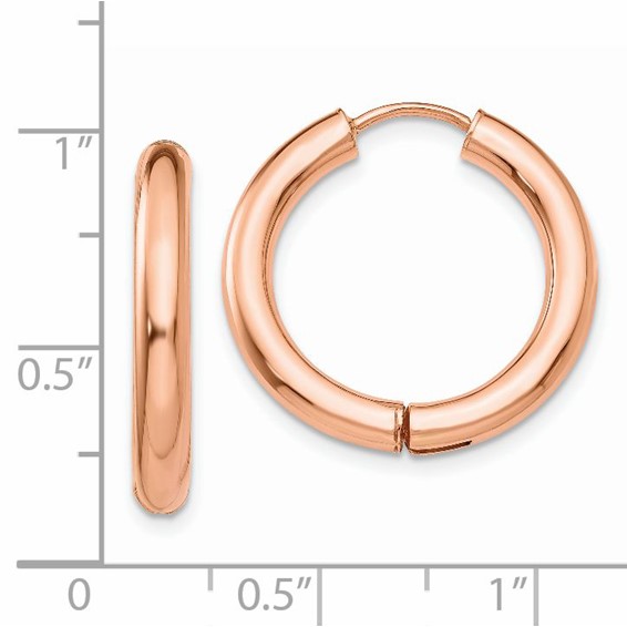 14k Rose Gold Hinged Hoop Earrings