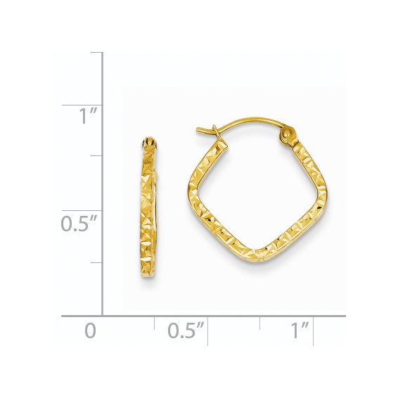 1.75mm Gold Square Tube Diamond-cut Hoop Earrings