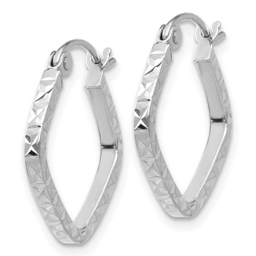 14K White Gold Diamond Cut Squared Hoop Earrings (TL651)