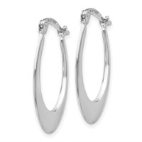 14K White Gold 1x 26mm Polished Tapered Oval Hoop Earrings view 2