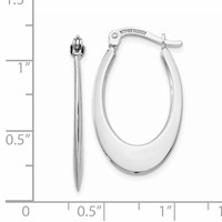14K White Gold 1x 26mm Polished Tapered Oval Hoop Earrings view 4