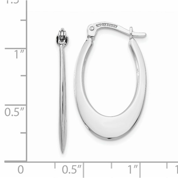 14k White Gold 1x26mm Polished Tapered Oval Hoop Earrings
