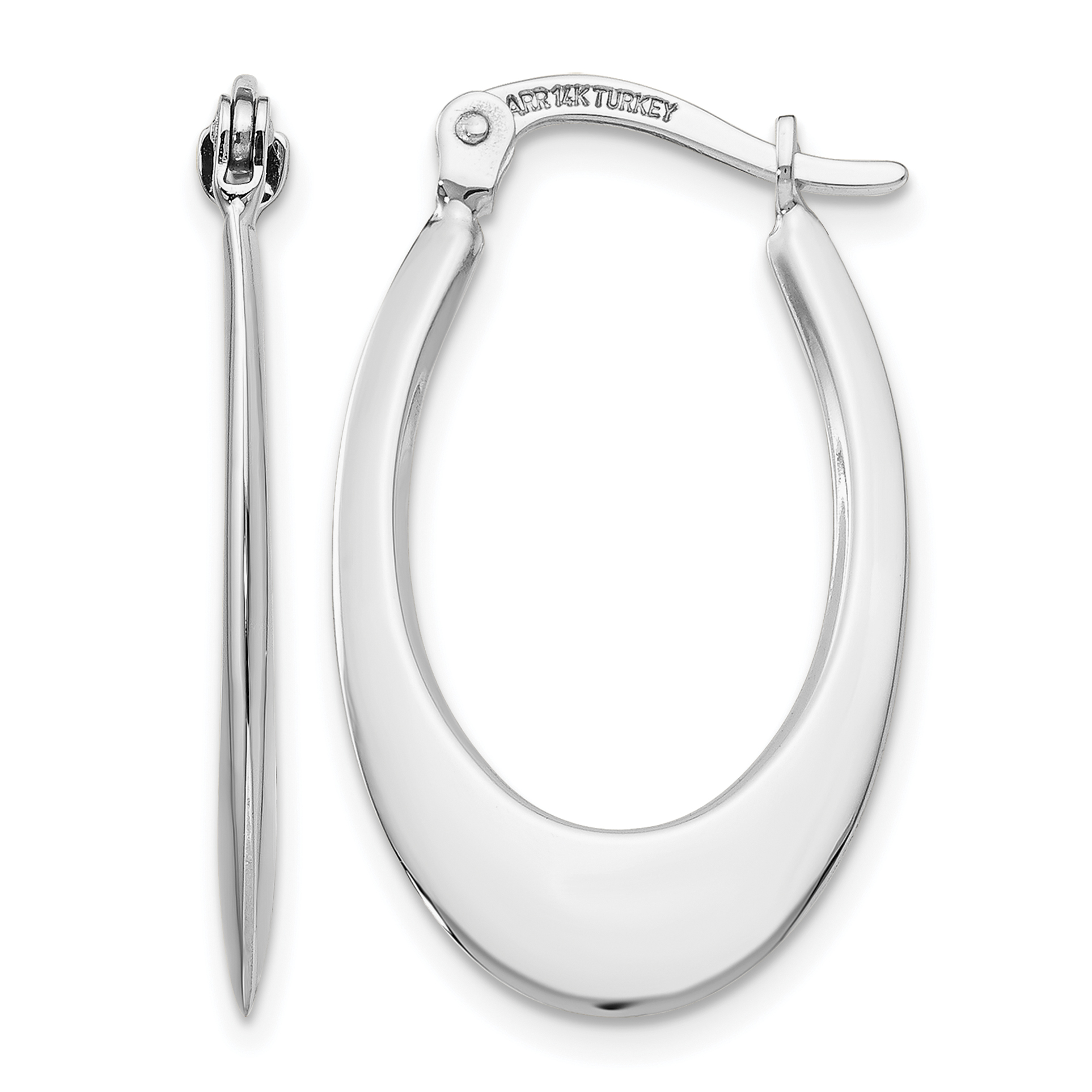 14k White Gold Polished Hoop Earrings (TL667)