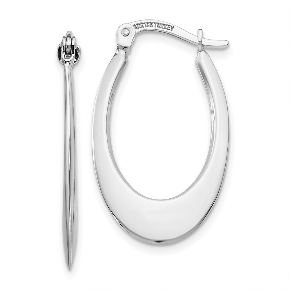 14k White Gold Polished Hoop Earrings