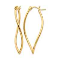 14K Yellow Gold Polished Fancy Hoop Earrings view 1