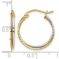 14K Yellow and White Gold Diamond Cut Twisted Hoop Earrings view 4