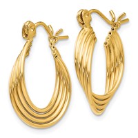 14K Yellow Gold Polished Circles Hoop Earrings view 2