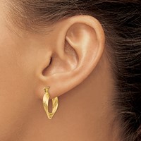 14K Yellow Gold Polished Circles Hoop Earrings view 3