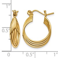 14K Yellow Gold Polished Circles Hoop Earrings view 4
