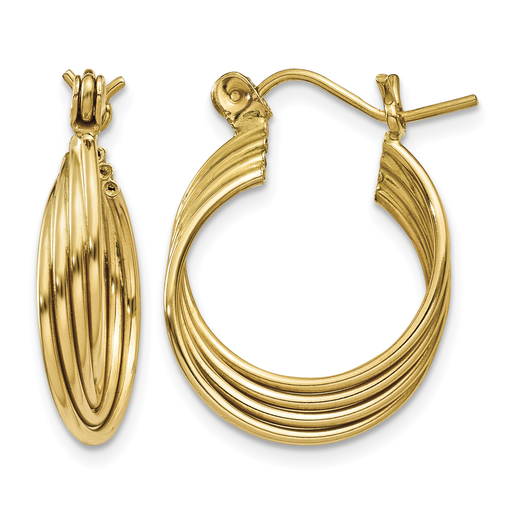 14k Polished Circles Hoop Earrings (TL680)