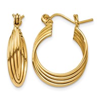 14K Yellow Gold Polished Circles Hoop Earrings view 1