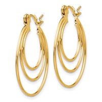 14K Yellow Gold Polished Circles Hoop Earrings view 2