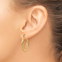 14K Yellow Gold Polished Circles Hoop Earrings view 3