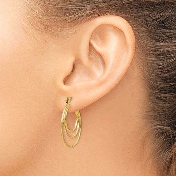 14k Polished Circles Hoop Earrings