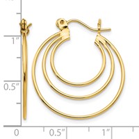 14K Yellow Gold Polished Circles Hoop Earrings view 4