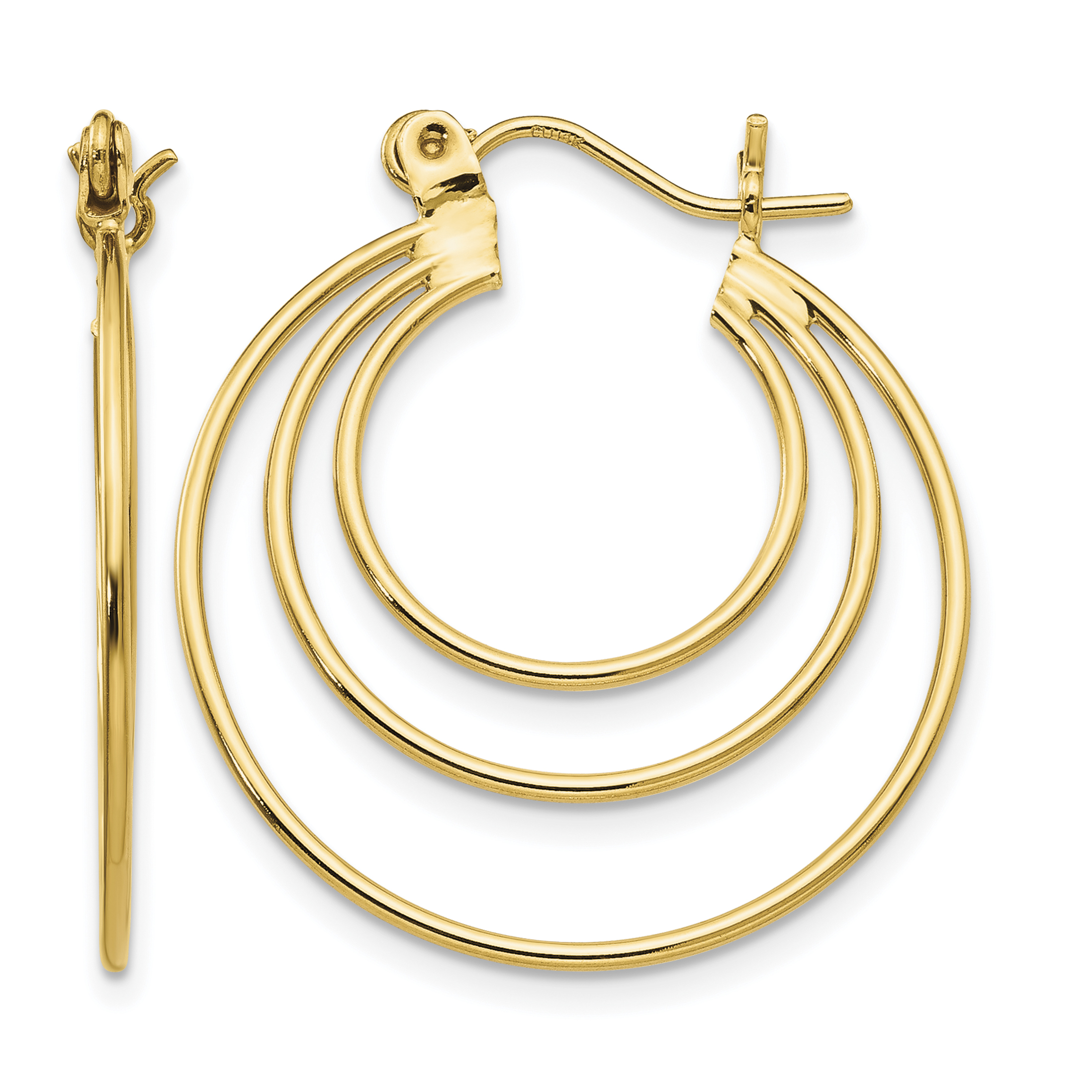 14k Polished Circles Hoop Earrings (TL687)