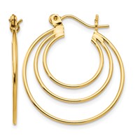 14K Yellow Gold Polished Circles Hoop Earrings view 1