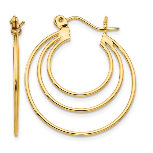 14K Yellow Gold Polished Circles Hoop Earrings
