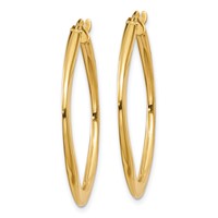 14K Yellow Gold 2x 30mm Tapered Square Hoop Earrings view 2