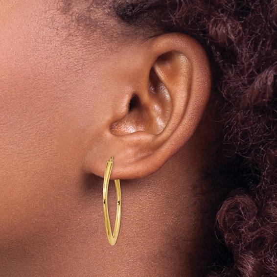 Gold Polished Square Shape Hoop Earrings