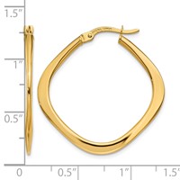 14K Yellow Gold 2x 30mm Tapered Square Hoop Earrings view 4